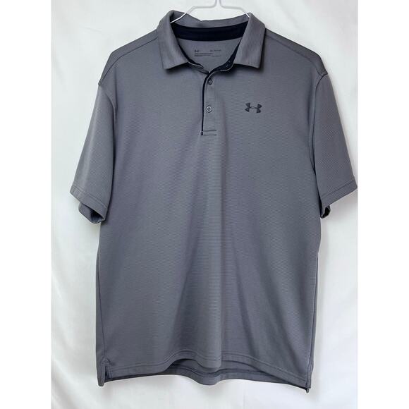 Under Armour Men's Size XL Gray Short Sleeve 3 Button Polo Shirt Golf Vacation - Picture 1 of 7